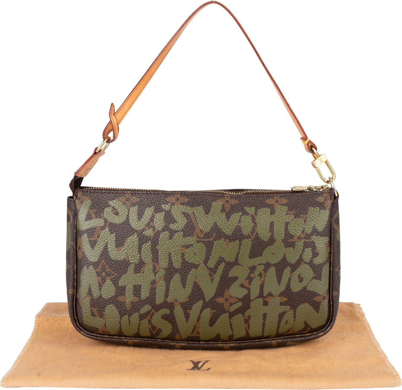 Louis Vuitton Limited Graffiti Pochette Accessoire Handbag Bruin