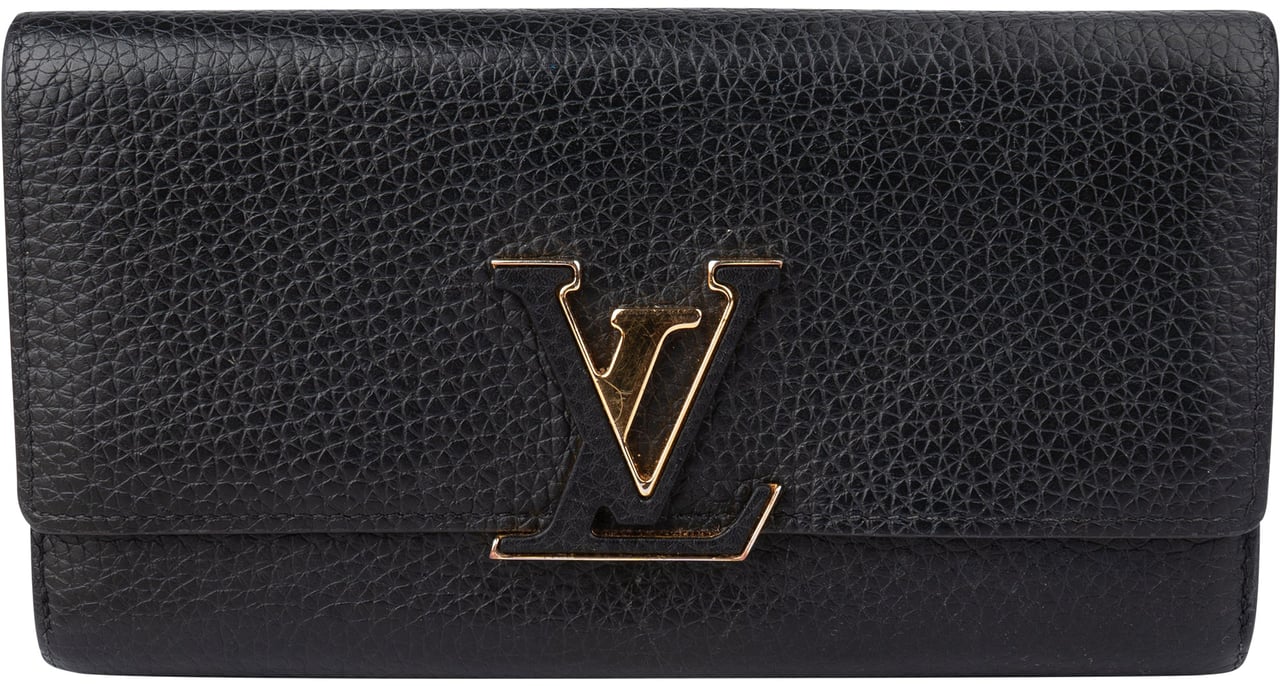 Louis Vuitton Louis Vuitton Noir Taurillon Capucines Wallet Zwart