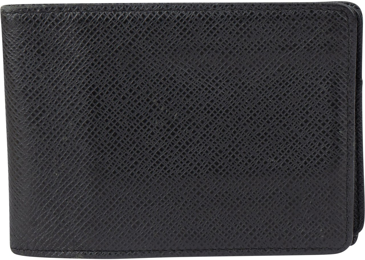Louis Vuitton Louis Vuitton Black Taiga Leather Slender Wallet Zwart
