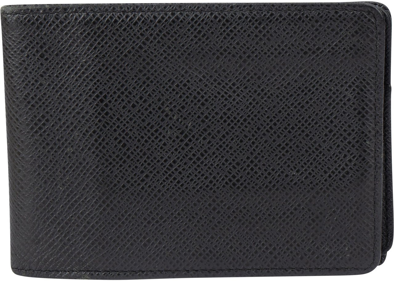 Louis Vuitton Louis Vuitton Black Taiga Leather Slender Wallet Zwart