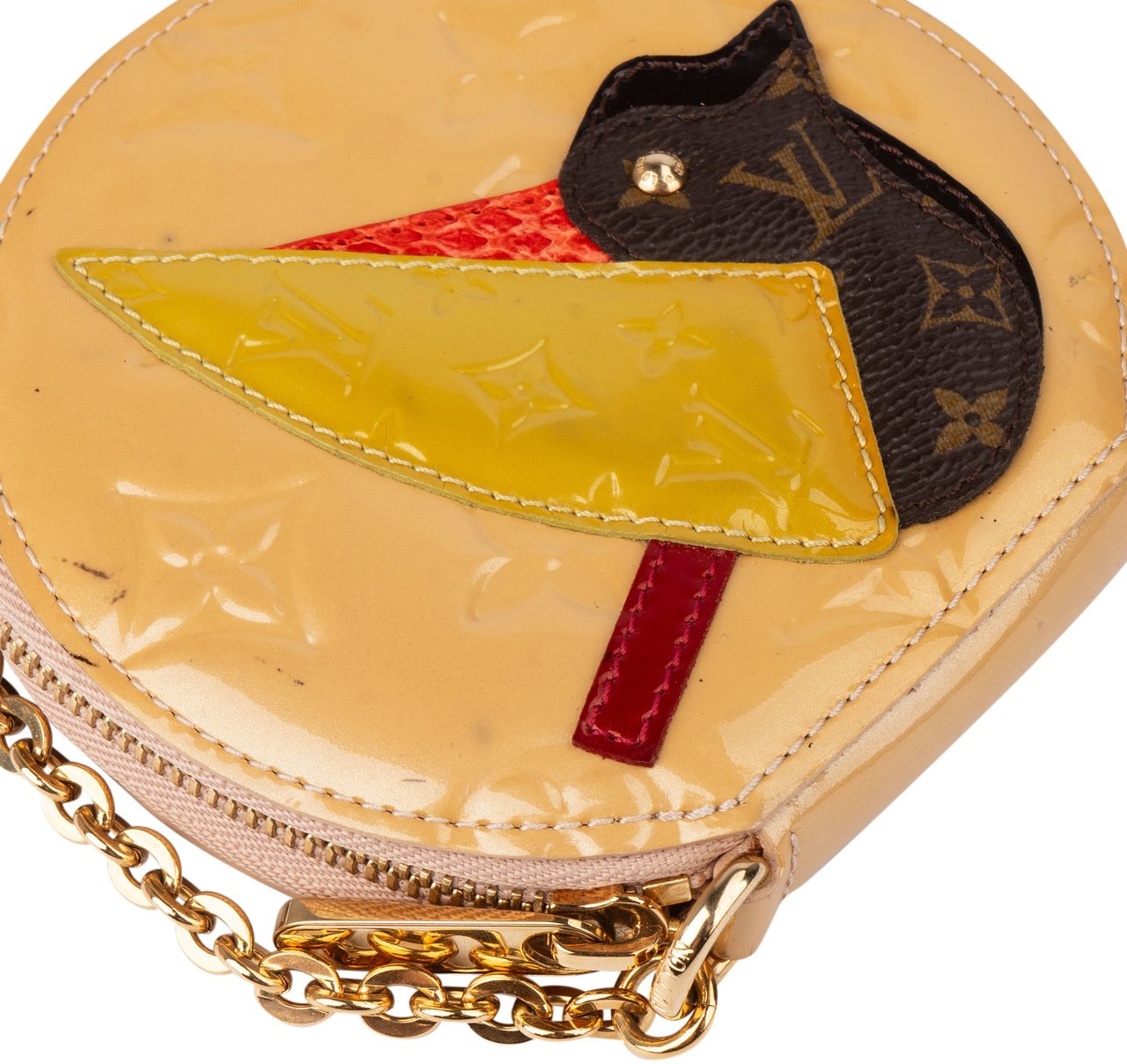 Louis Vuitton Louis Vuitton Limited Vernis Monogram Bird Coin Purse Geel
