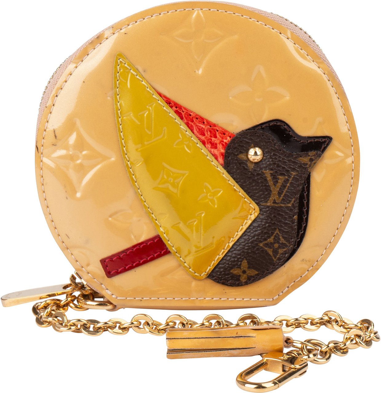 Louis Vuitton Louis Vuitton Limited Vernis Monogram Bird Coin Purse Geel