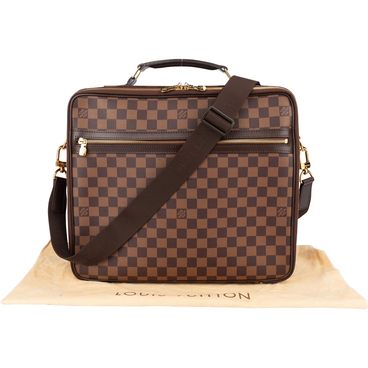 Louis Vuitton Louis Vuitton Damier Ebene Sabana Laptop Shoulder Bag Bruin