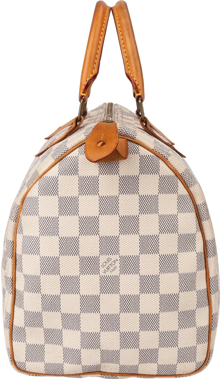Louis Vuitton Damier Azur Monogram Speedy 30 Handbag Beige