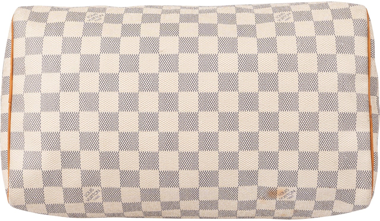 Louis Vuitton Damier Azur Monogram Speedy 30 Handbag Beige