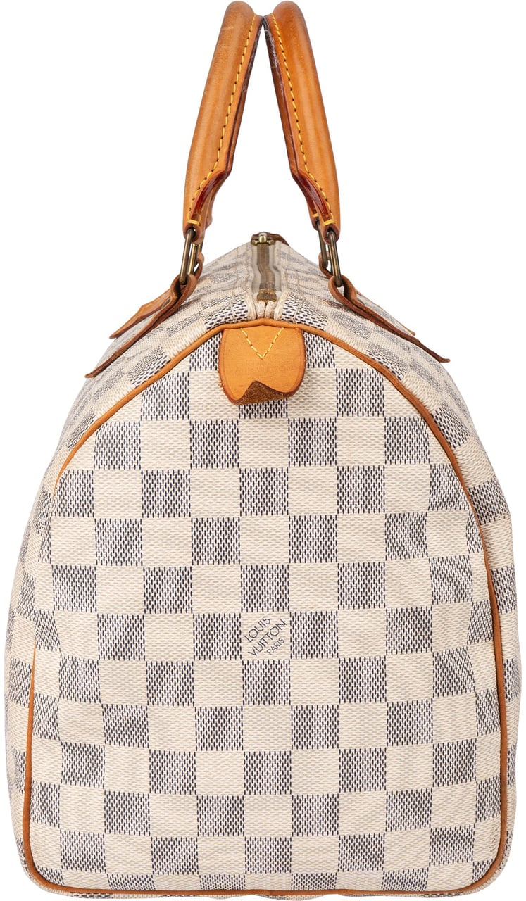Louis Vuitton Damier Azur Monogram Speedy 30 Handbag Beige