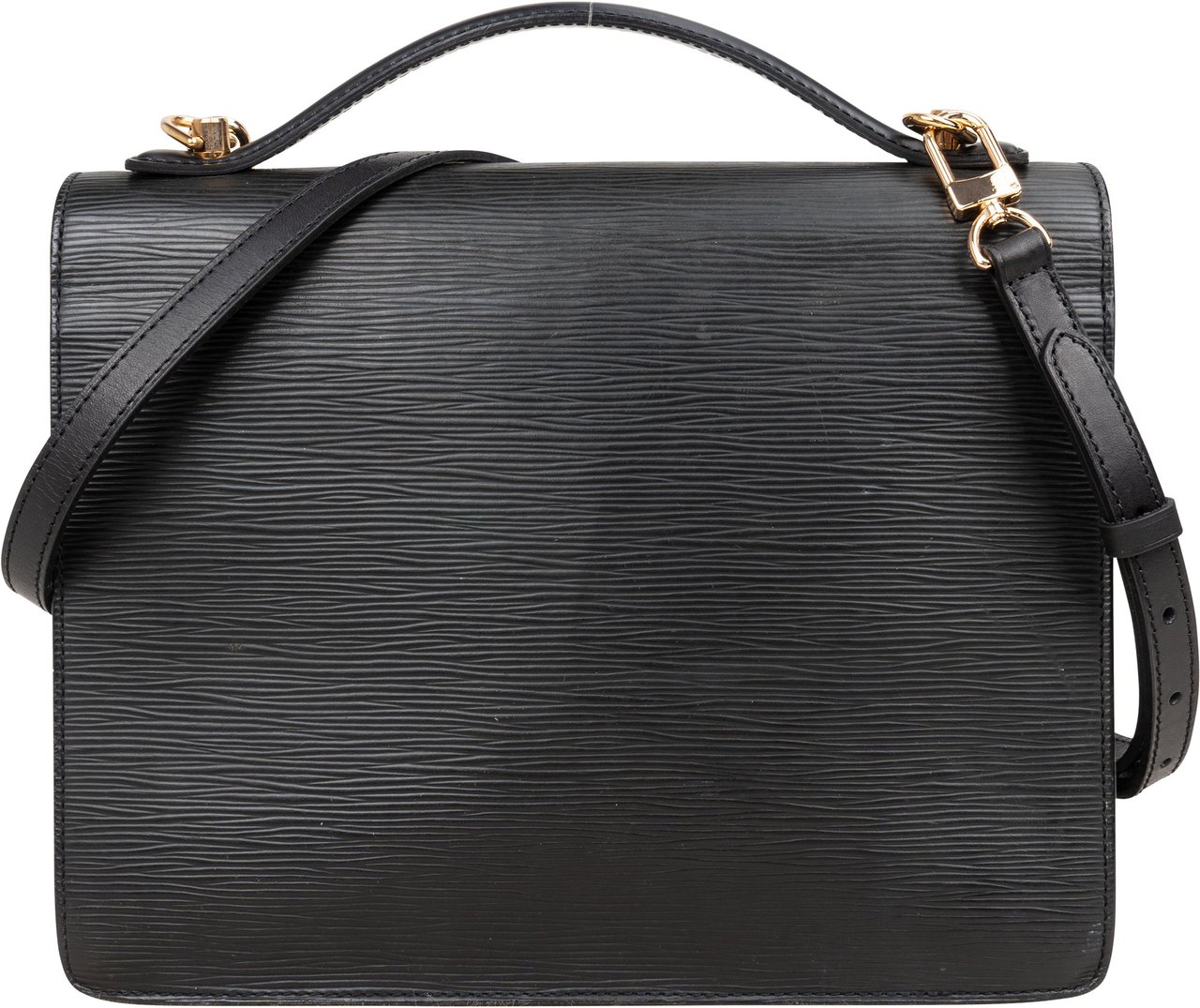 Louis Vuitton Louis Vuitton Noir Epi Leather Monceau Handbag Zwart