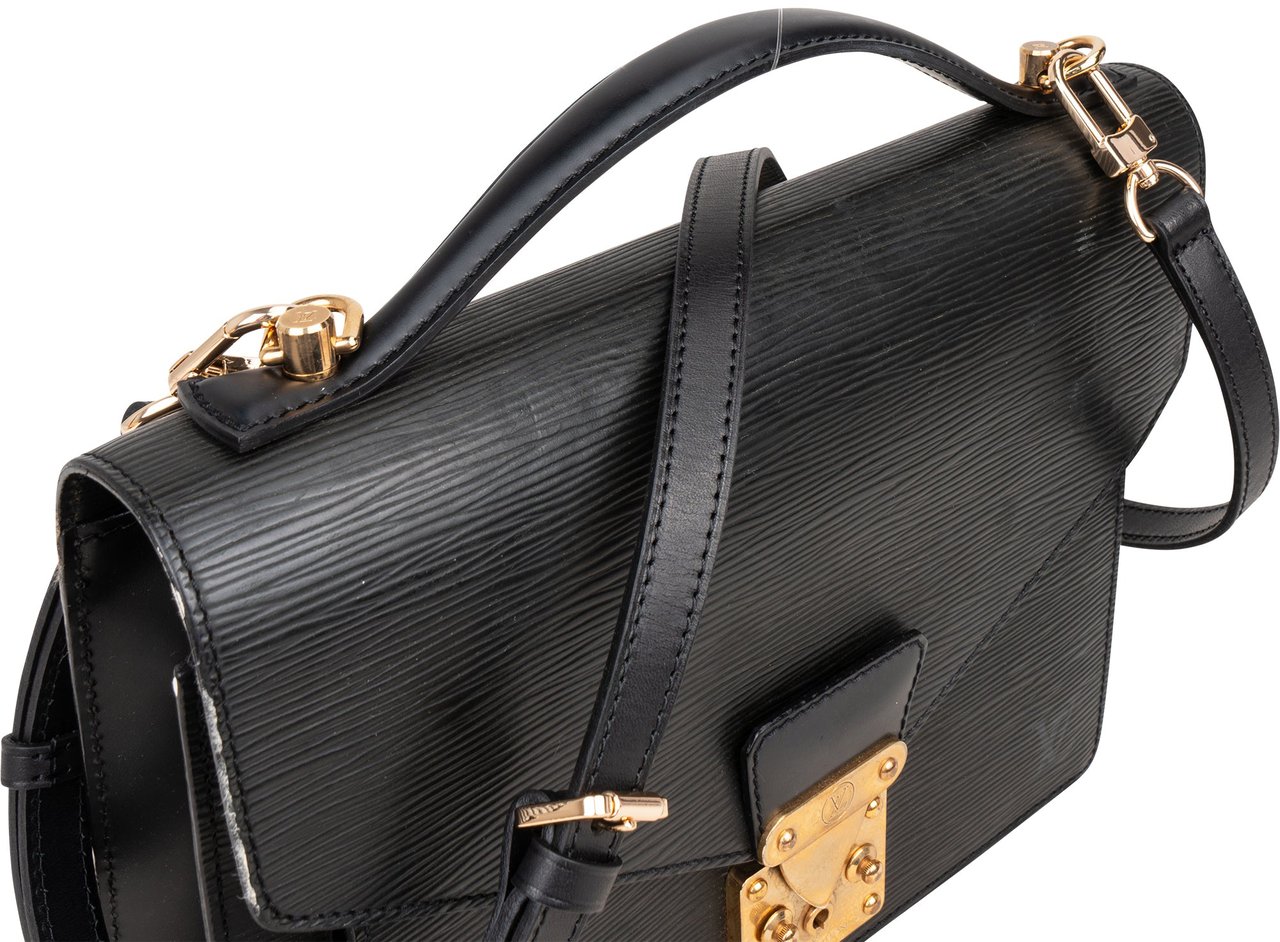 Louis Vuitton Louis Vuitton Noir Epi Leather Monceau Handbag Zwart