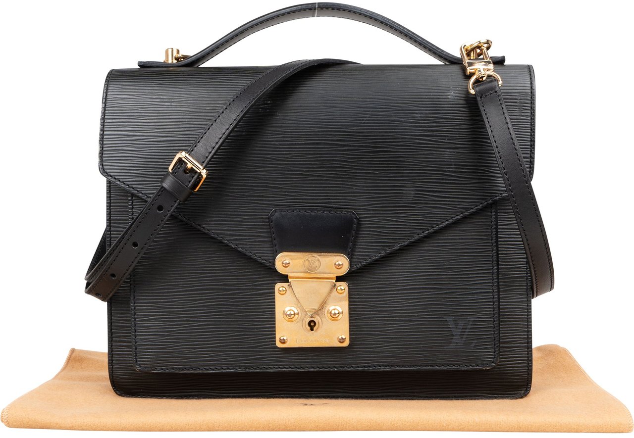 Louis Vuitton Louis Vuitton Noir Epi Leather Monceau Handbag Zwart
