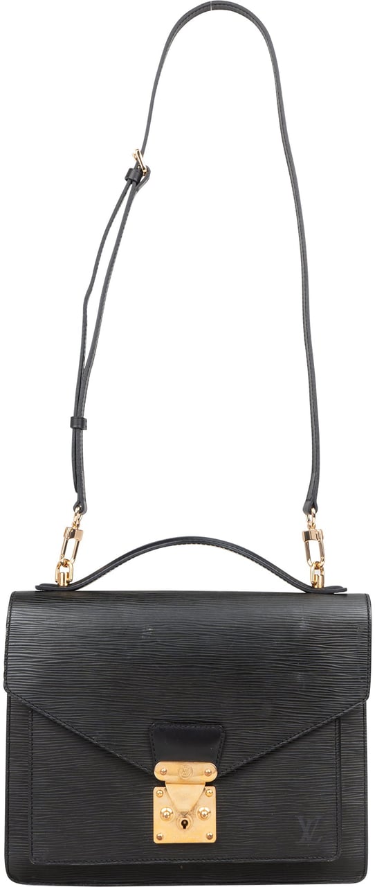 Louis Vuitton Louis Vuitton Noir Epi Leather Monceau Handbag Zwart
