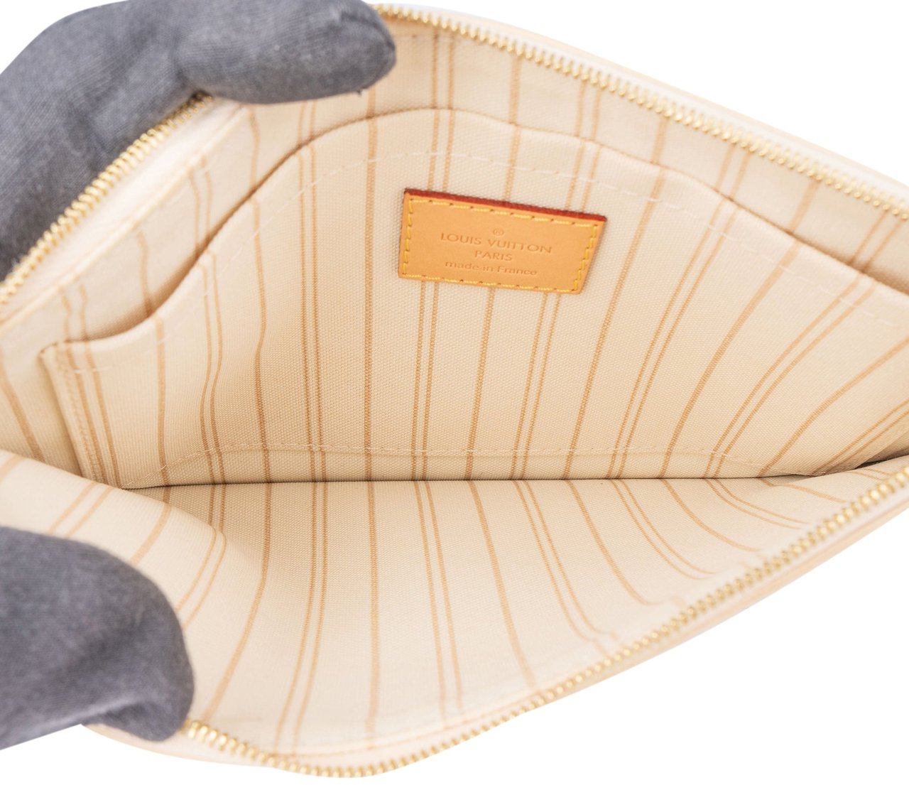 Louis Vuitton Louis Vuitton Damier Azur Monogram Neverfull Pochette Accessoire Clutch Wit