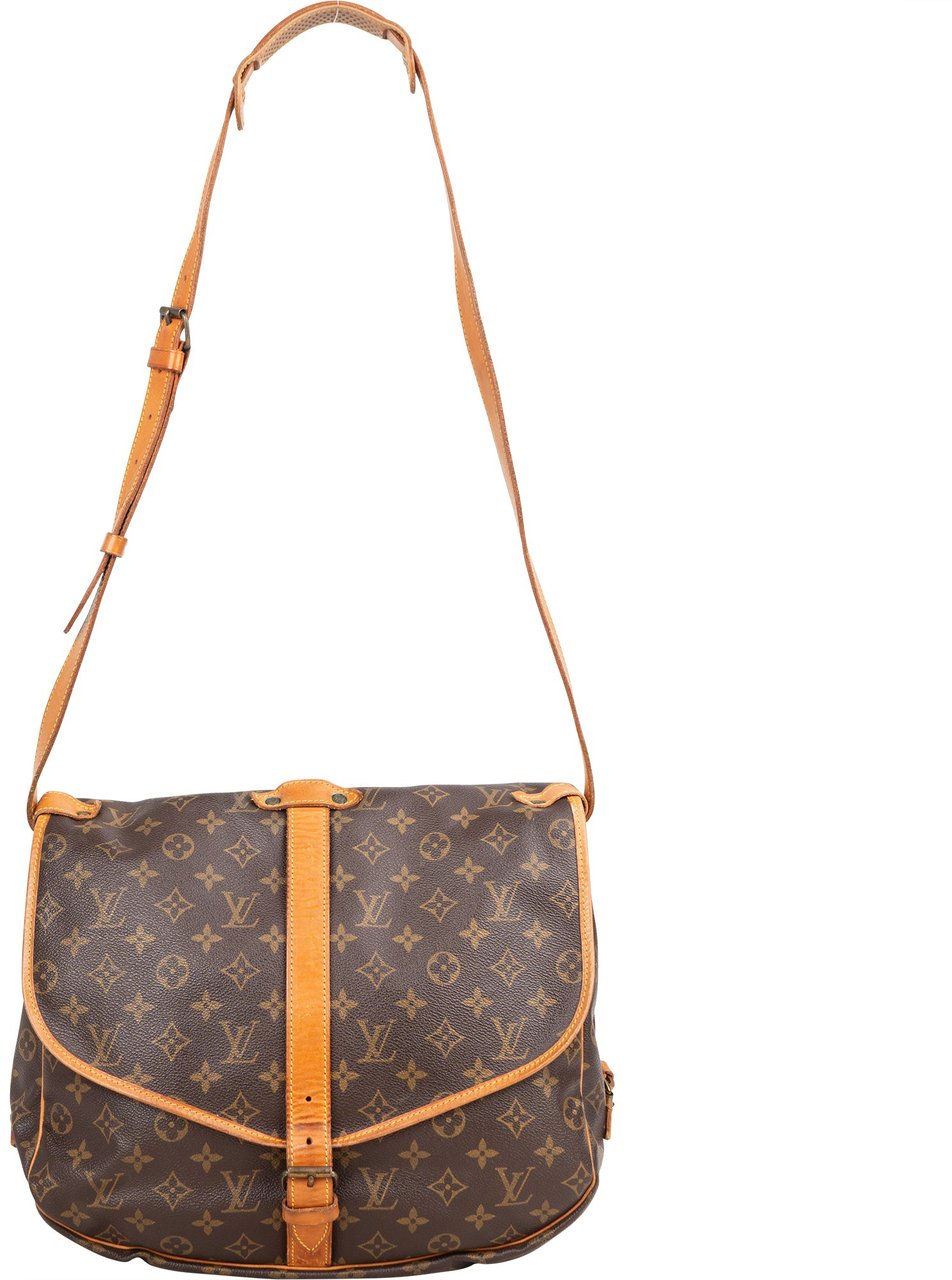 Louis Vuitton Louis Vuitton Canvas Monogram Saumur 35 Crossbody Bag Bruin