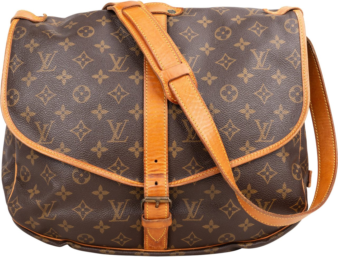 Louis Vuitton Louis Vuitton Canvas Monogram Saumur 35 Crossbody Bag Bruin