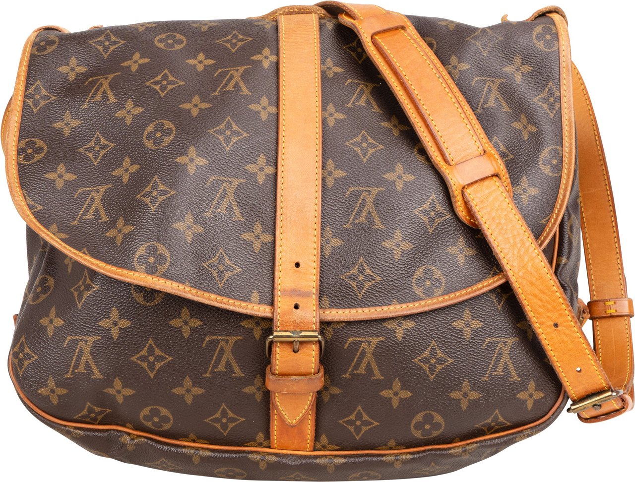 Louis Vuitton Louis Vuitton Canvas Monogram Saumur 35 Crossbody Bag Bruin