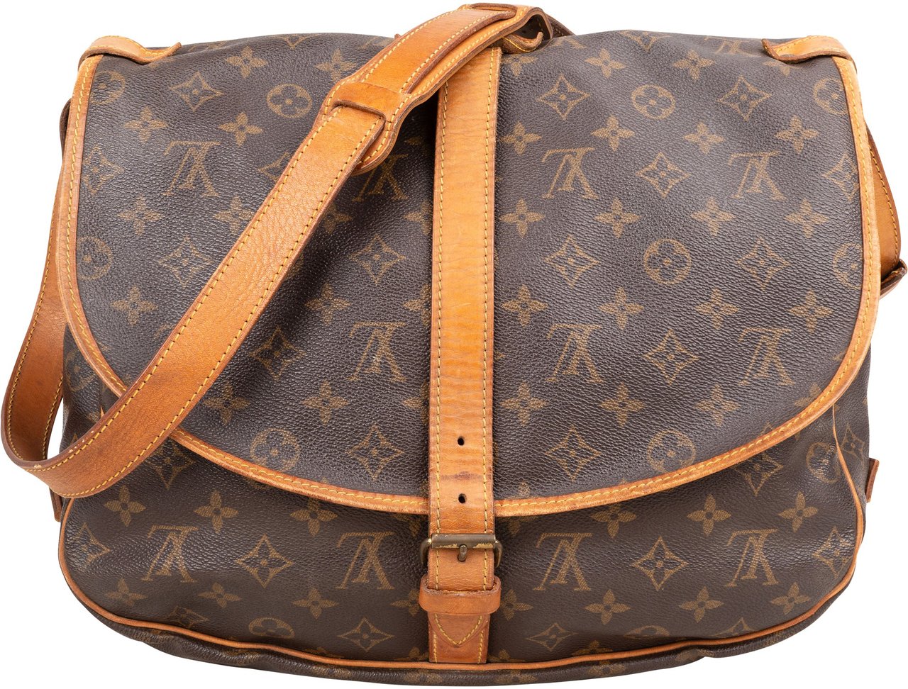 Louis Vuitton Louis Vuitton Canvas Monogram Saumur 35 Crossbody Bag Bruin