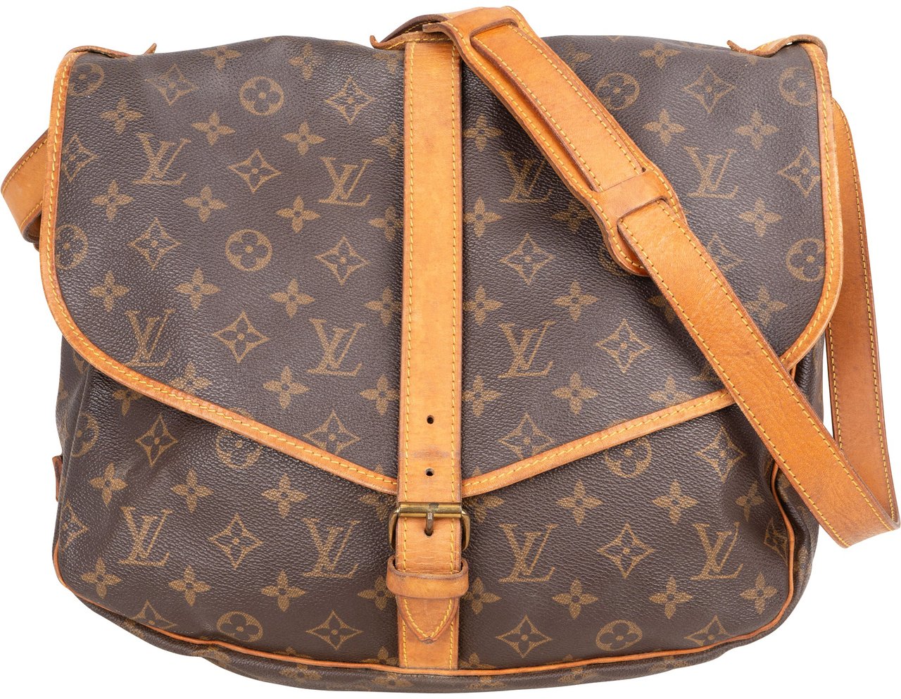 Louis Vuitton Louis Vuitton Canvas Monogram Saumur 35 Crossbody Bag Bruin