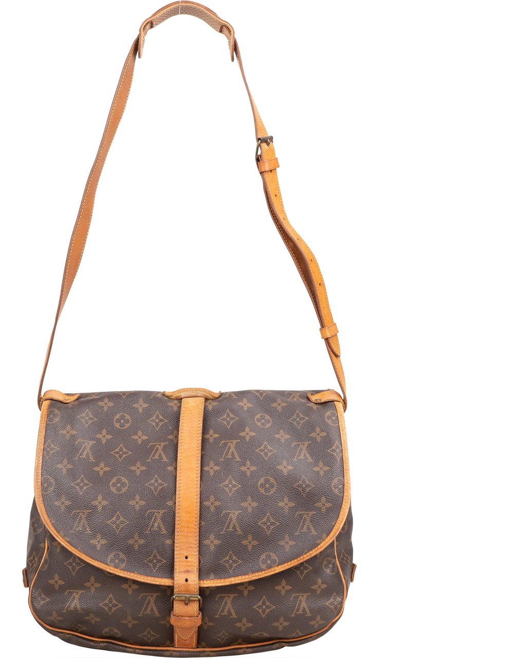 Louis Vuitton Louis Vuitton Canvas Monogram Saumur 35 Crossbody Bag Bruin
