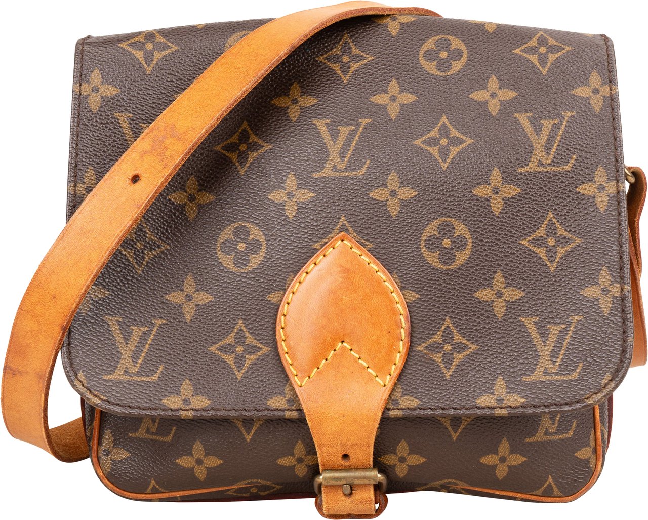 Louis Vuitton Louis Vuitton Canvas Monogram Cartouchiere MM Crossbody Bag Bruin