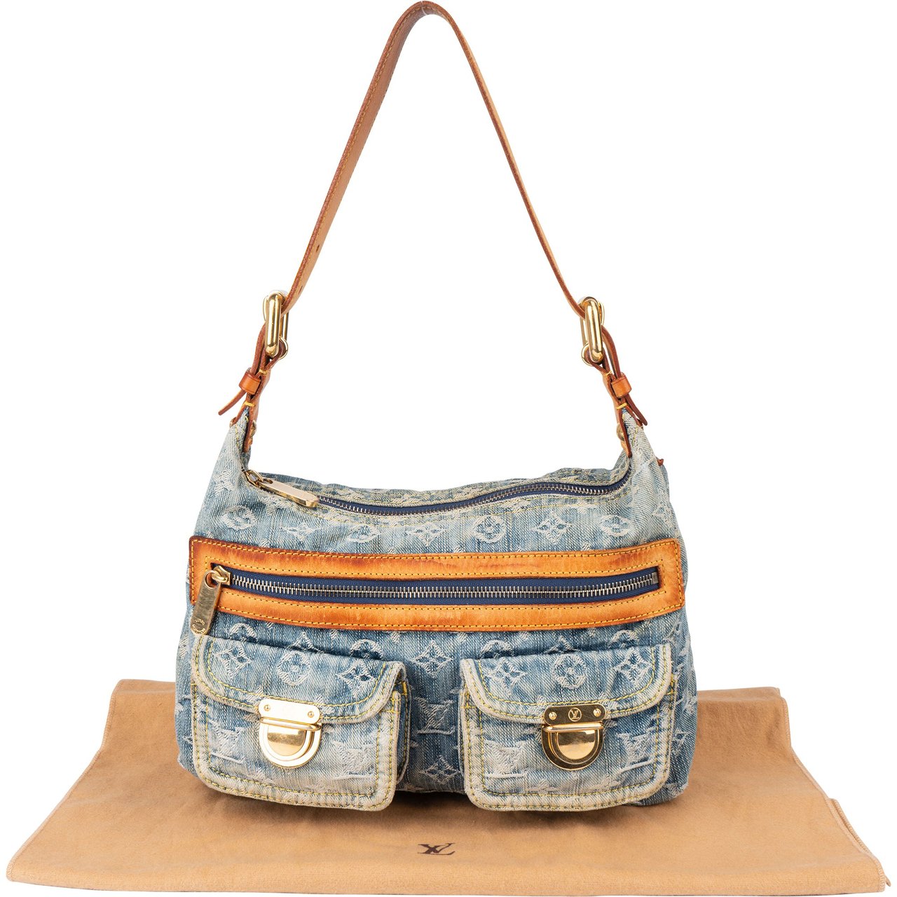 Louis Vuitton Louis Vuitton Denim Monogram Baggy PM Shoulder Bag Blauw