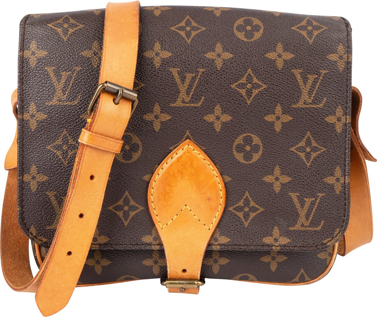 Louis Vuitton Louis Vuitton Canvas Monogram Cartouchiere MM Crossbody Bag Bruin