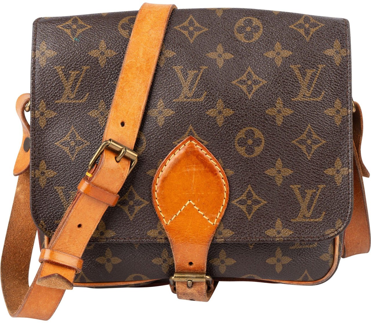 Louis Vuitton Louis Vuitton Canvas Monogram Cartouchiere MM Crossbody Bag Bruin