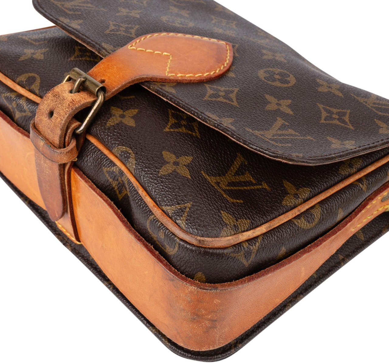 Louis Vuitton Louis Vuitton Canvas Monogram Cartouchiere MM Crossbody Bag Bruin