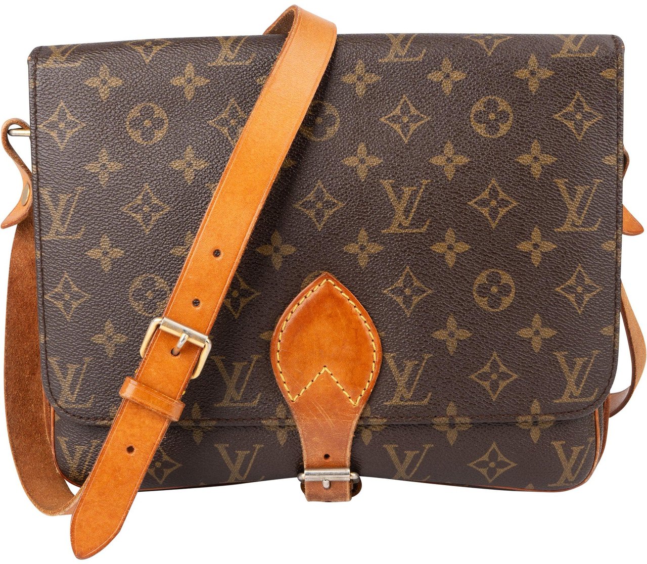 Louis Vuitton Louis Vuitton Canvas Monogram Cartouchiere GM Crossbody Bag Bruin