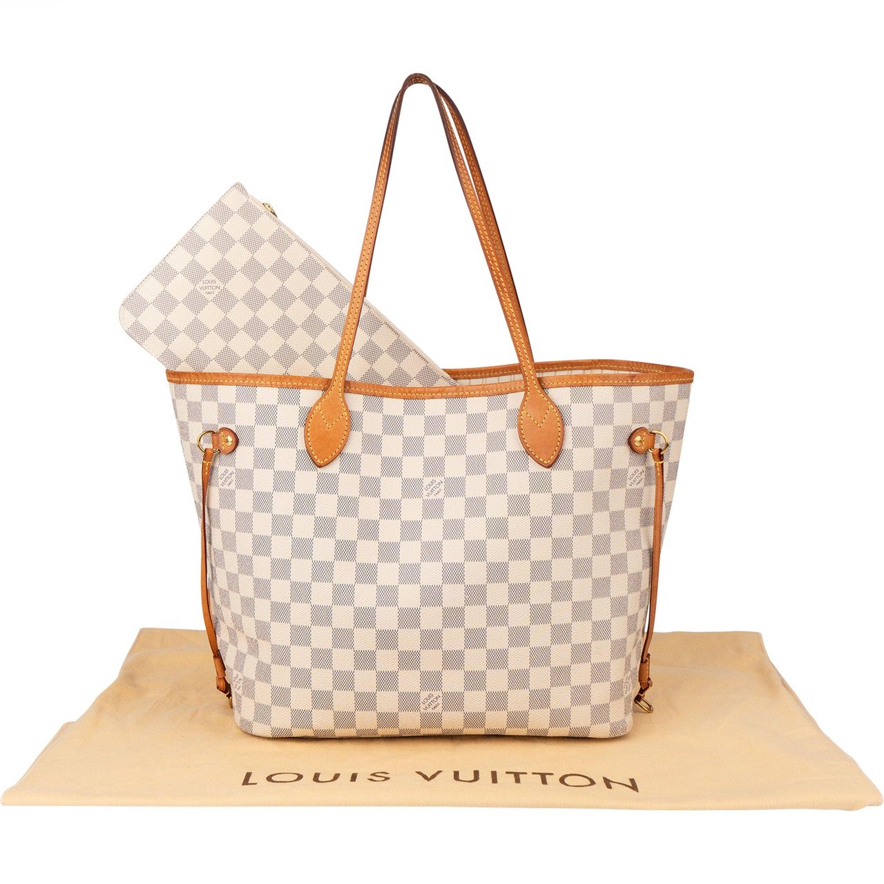 Louis Vuitton Louis Vuitton Damier Azur Monogram Neverfull MM Shopper Handbag Wit