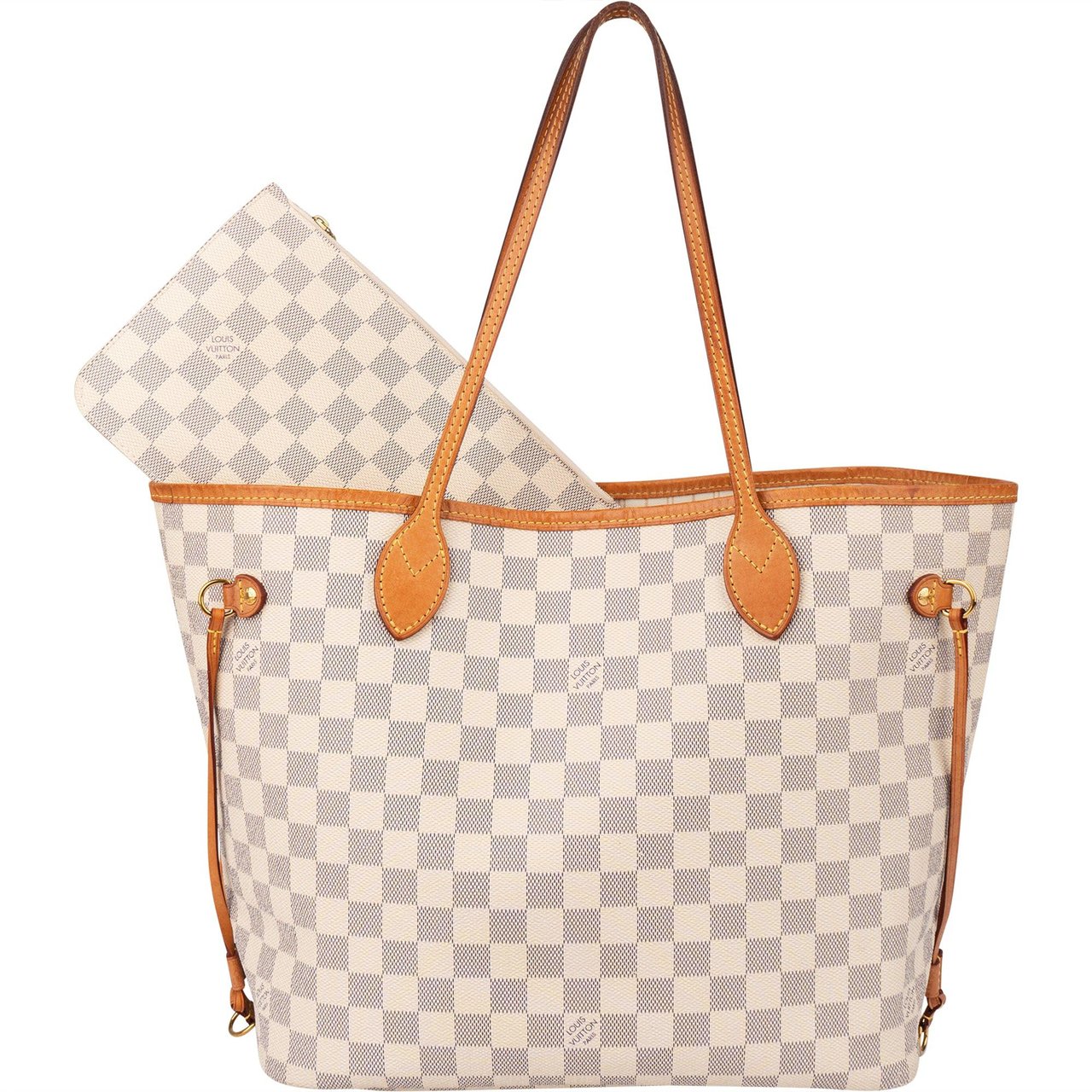 Louis Vuitton Louis Vuitton Damier Azur Monogram Neverfull MM Shopper Handbag Wit