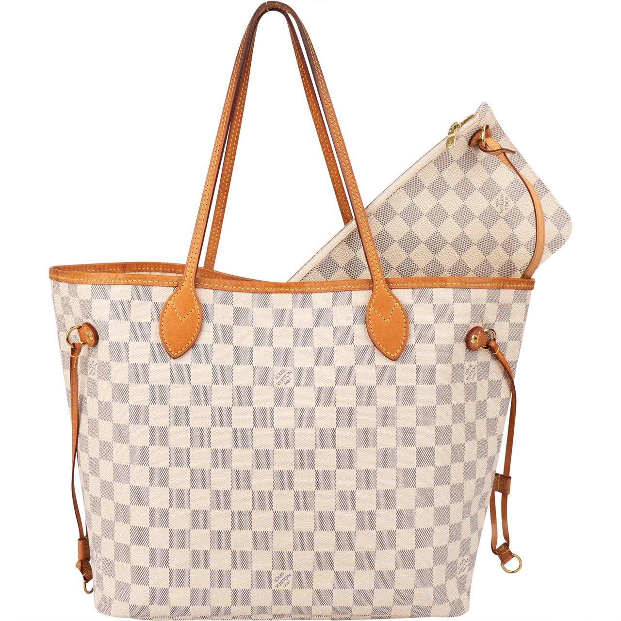 Louis Vuitton Louis Vuitton Damier Azur Monogram Neverfull MM Shopper Handbag Wit