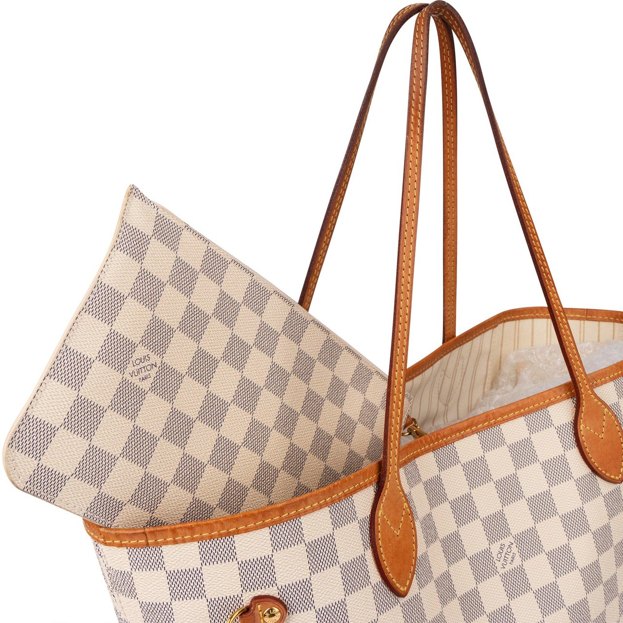 Louis Vuitton Louis Vuitton Damier Azur Monogram Neverfull MM Shopper Handbag Wit