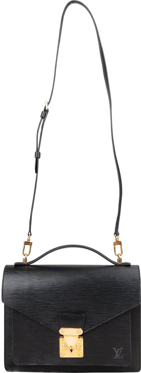 Louis Vuitton Louis Vuitton Noir Epi Leather Monceau Handbag Zwart