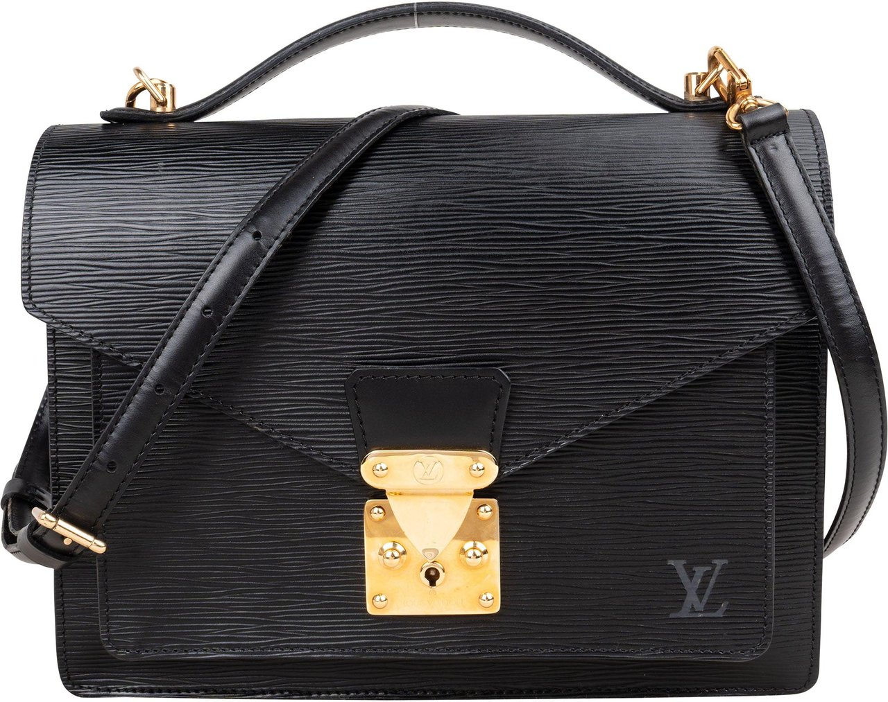 Louis Vuitton Louis Vuitton Noir Epi Leather Monceau Handbag Zwart