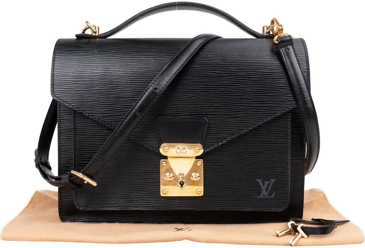 Louis Vuitton Louis Vuitton Noir Epi Leather Monceau Handbag Zwart