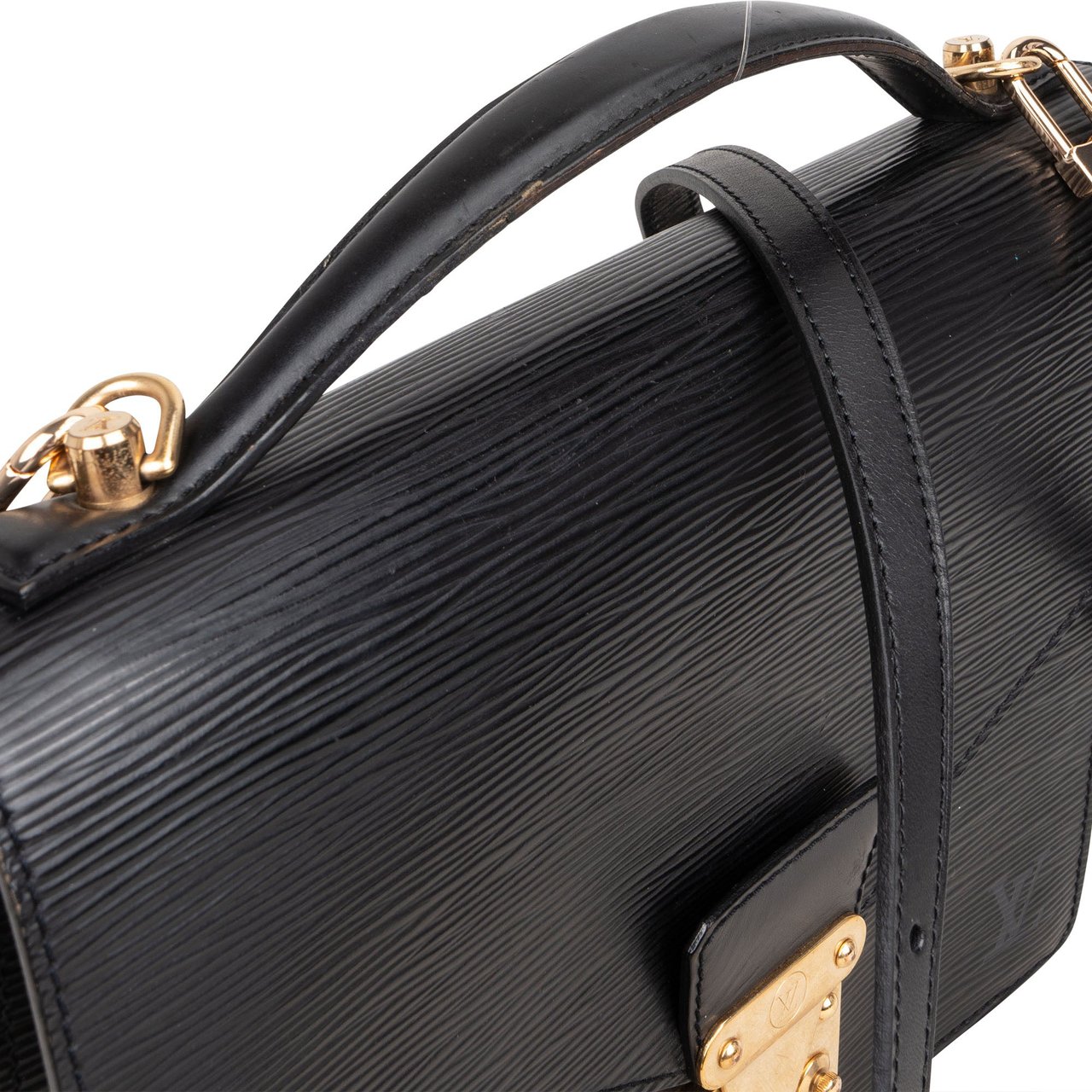 Louis Vuitton Louis Vuitton Noir Epi Leather Monceau Handbag Zwart