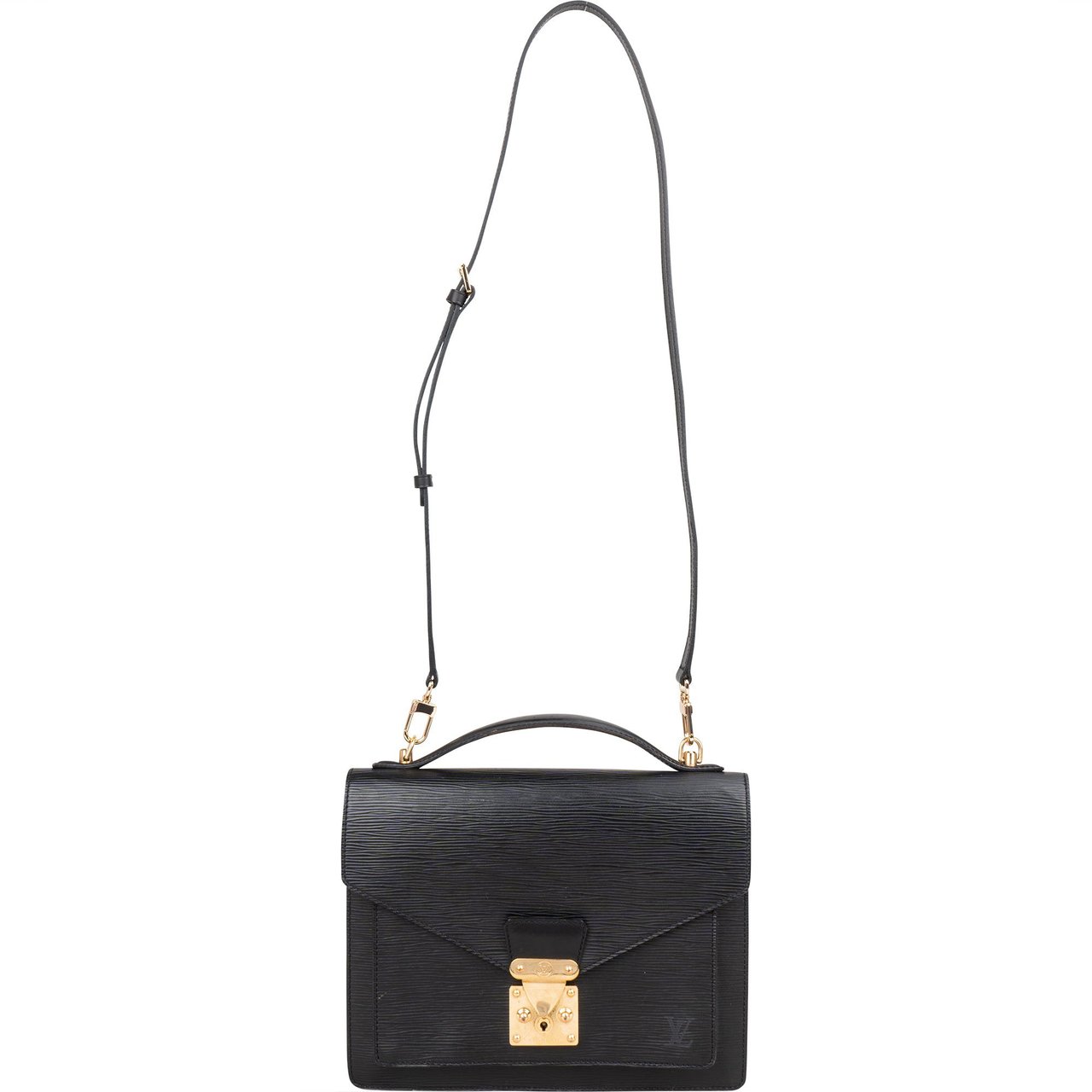 Louis Vuitton Louis Vuitton Noir Epi Leather Monceau Handbag Zwart