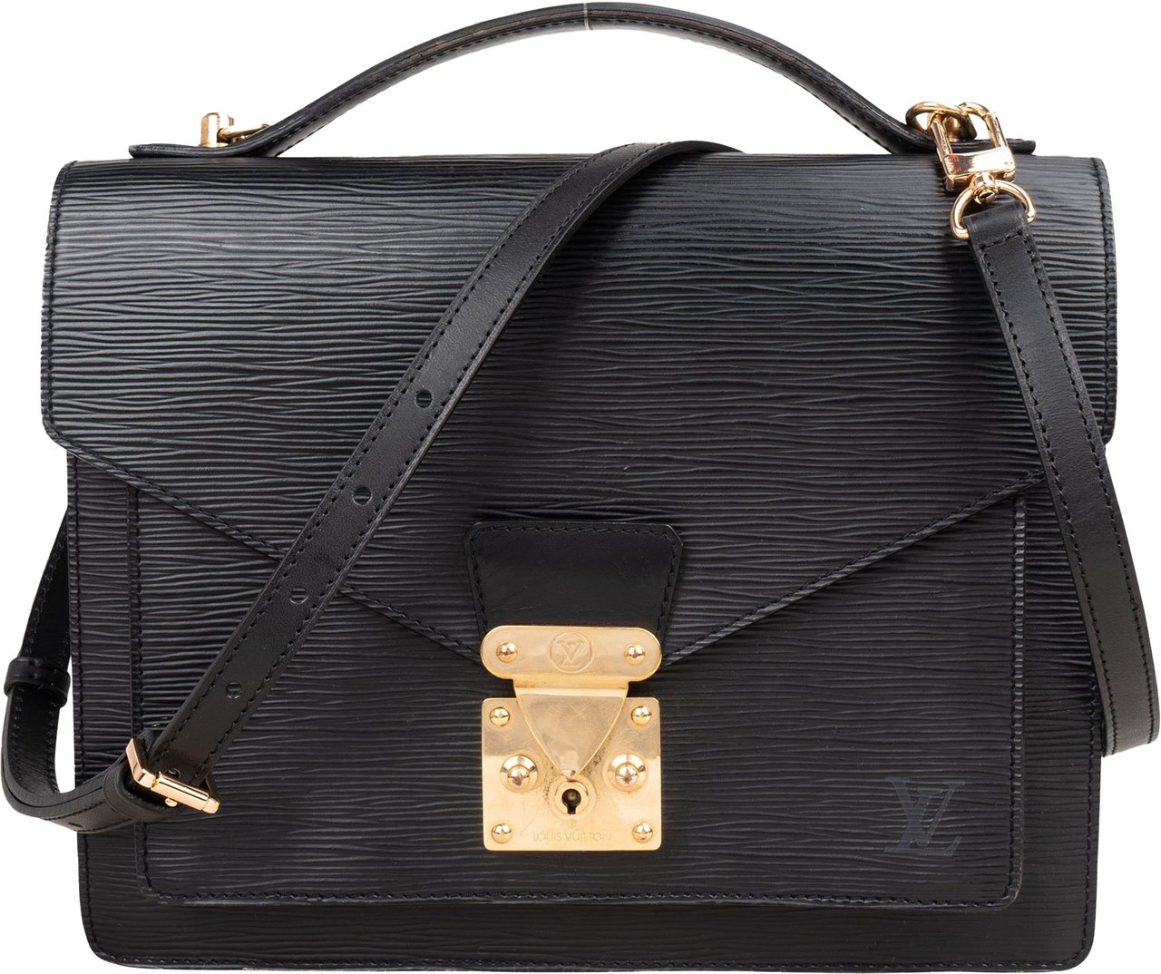 Louis Vuitton Louis Vuitton Noir Epi Leather Monceau Handbag Zwart