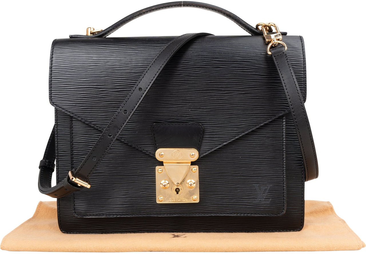 Louis Vuitton Louis Vuitton Noir Epi Leather Monceau Handbag Zwart