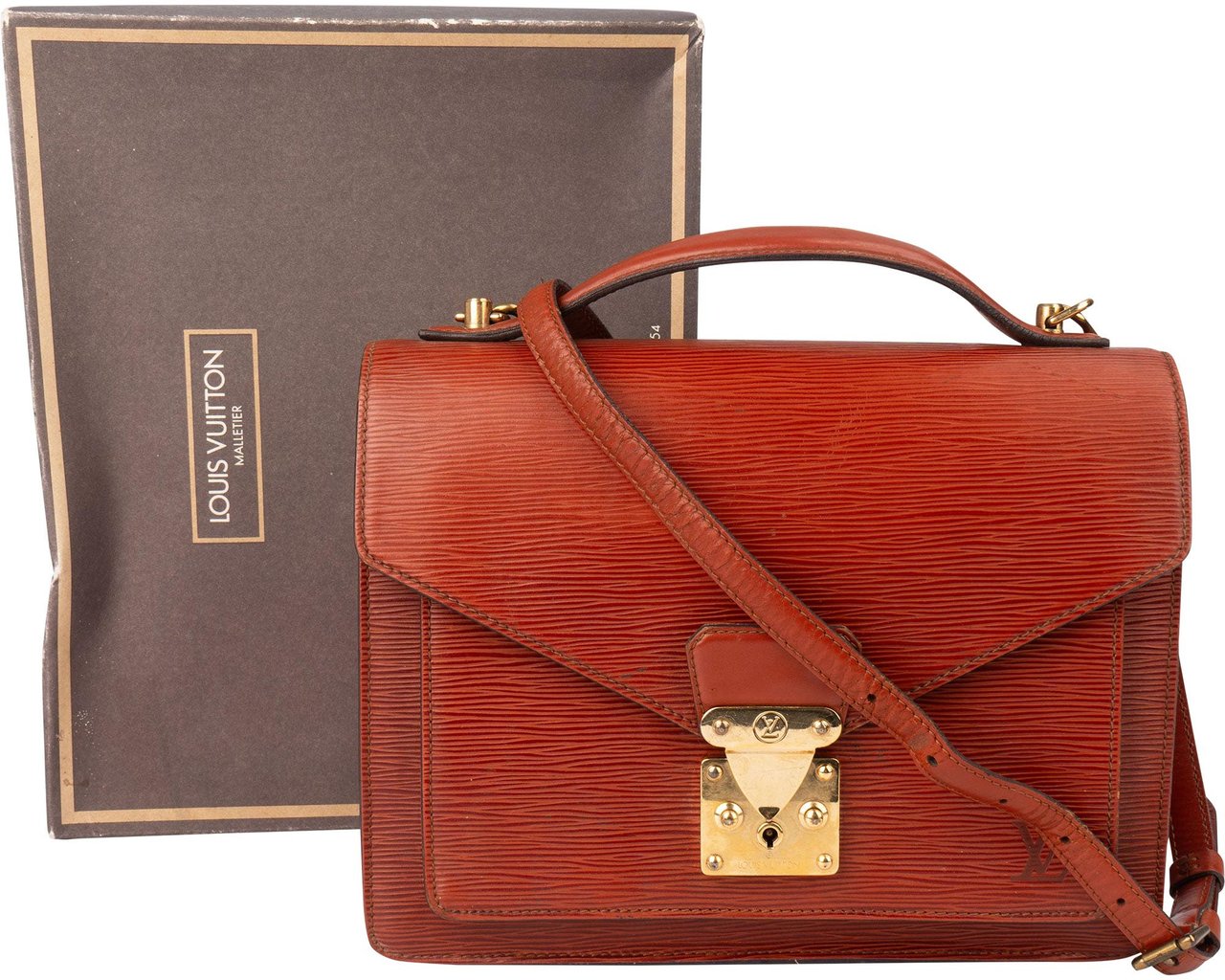 Louis Vuitton Louis Vuitton Cognac Epi Leather Monceau Handbag Bruin