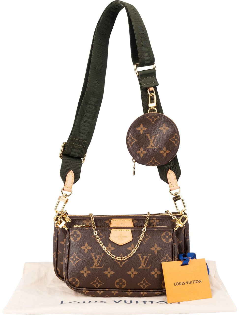 Louis Vuitton Canvas Monogram Multi Pochette Crossbody Bag Bruin