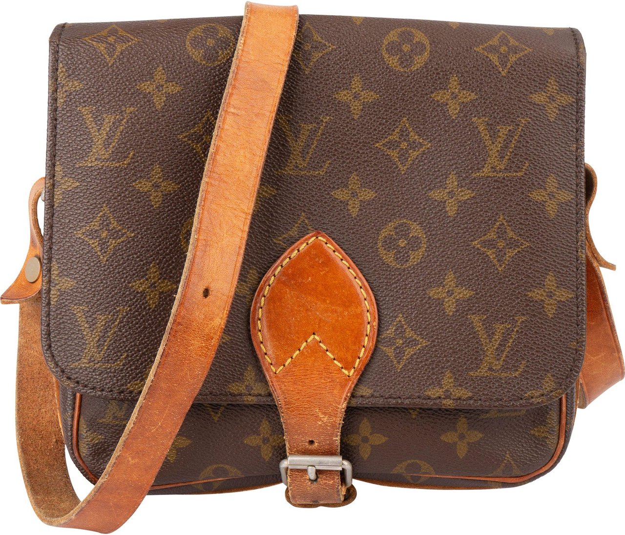 Louis Vuitton Louis Vuitton Canvas Monogram Cartouchiere MM Crossbody Bag Bruin