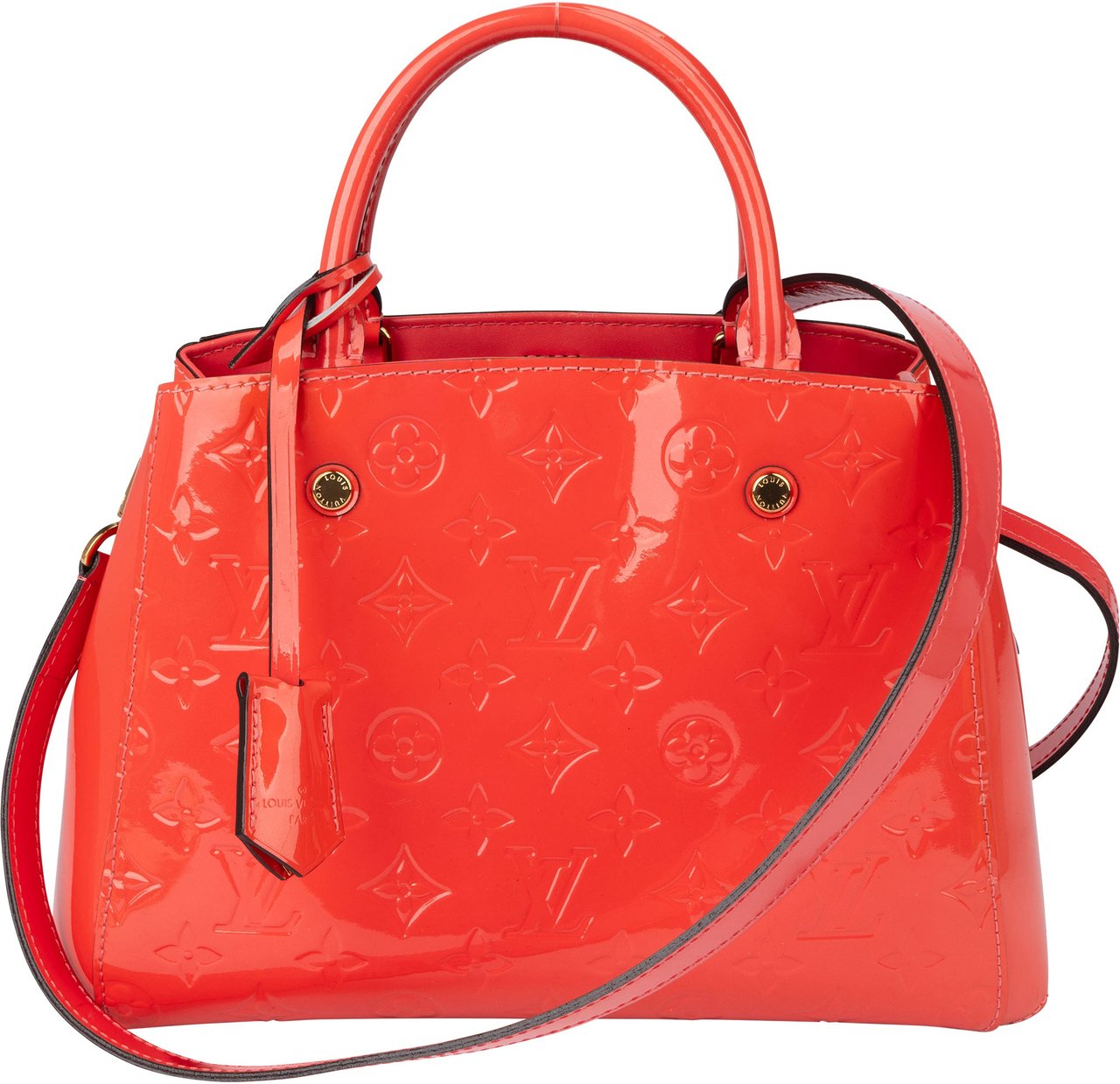 Louis Vuitton Poppy Vernis Monogram Montaigne BB Handbag Roze