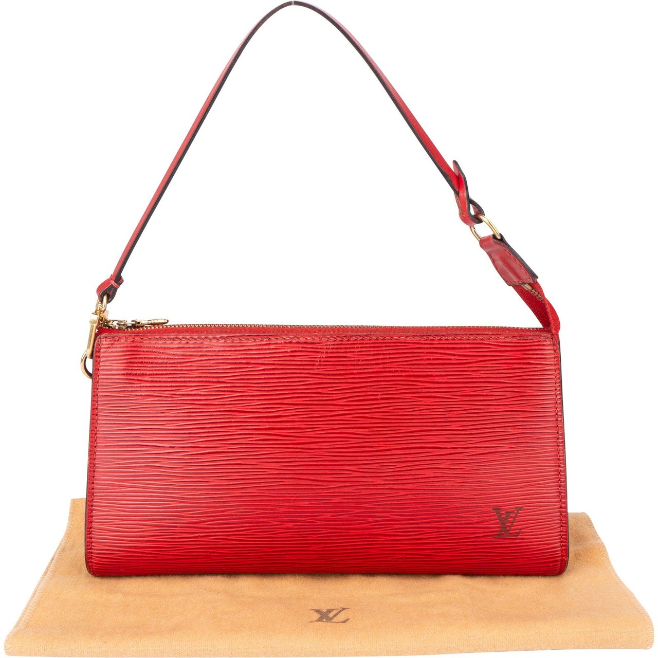 Louis Vuitton Louis Vuitton Rouge Epi Leather Pochette Accessoire Handbag Rood