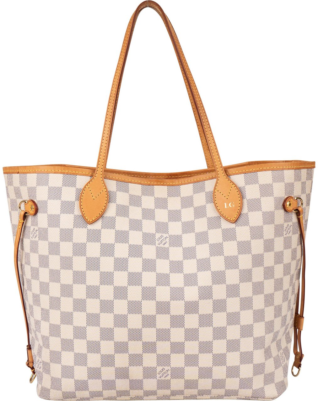 Louis Vuitton Louis Vuitton Damier Azur Monogram Neverfull MM Shopper Handbag Wit