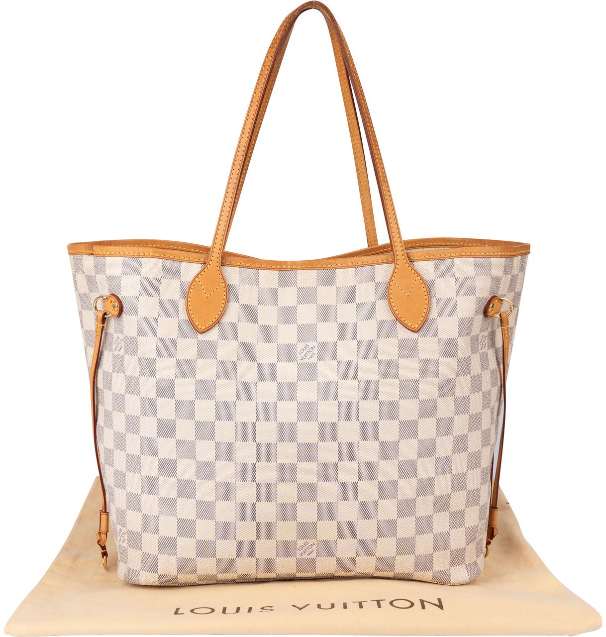 Louis Vuitton Louis Vuitton Damier Azur Monogram Neverfull MM Shopper Handbag Wit