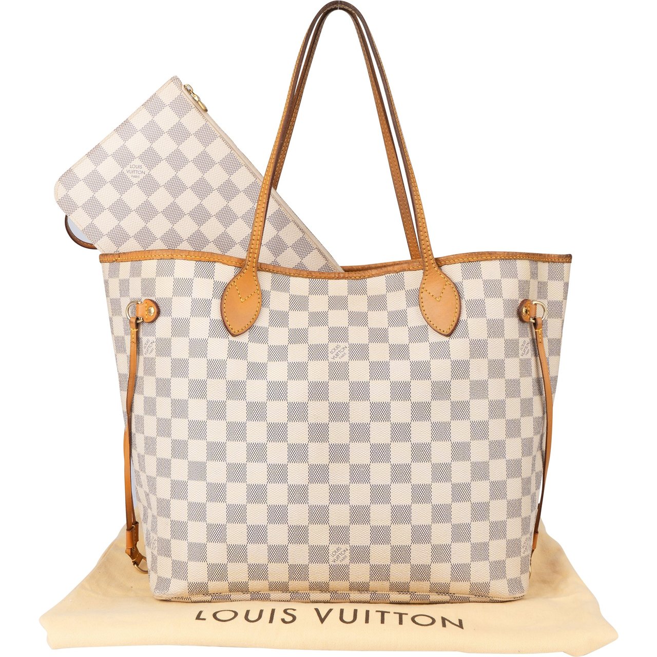 Louis Vuitton Louis Vuitton Damier Azur Monogram Neverfull MM Shopper Handbag Wit