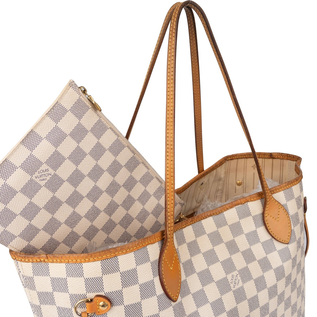 Louis Vuitton Louis Vuitton Damier Azur Monogram Neverfull MM Shopper Handbag Wit