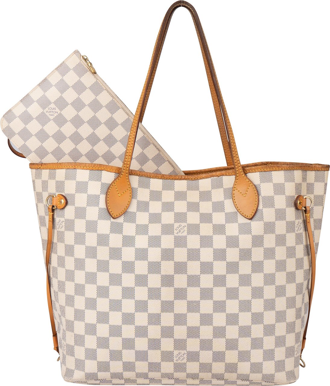 Louis Vuitton Louis Vuitton Damier Azur Monogram Neverfull MM Shopper Handbag Wit