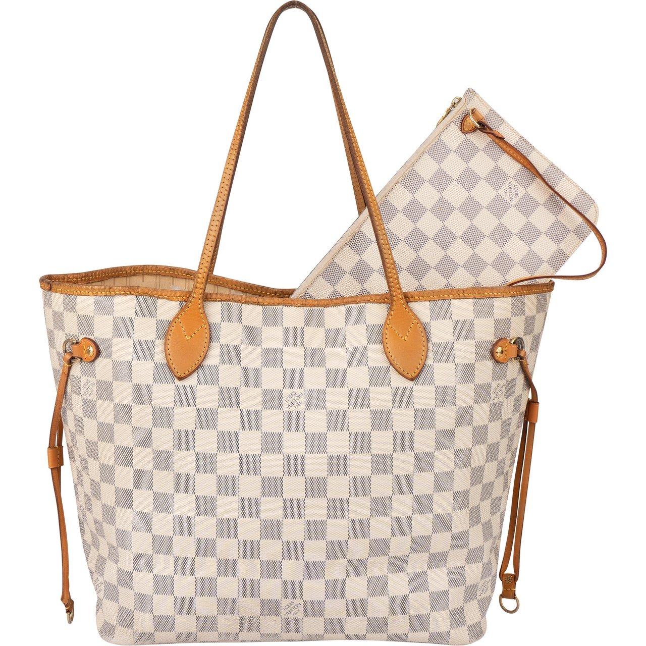 Louis Vuitton Louis Vuitton Damier Azur Monogram Neverfull MM Shopper Handbag Wit