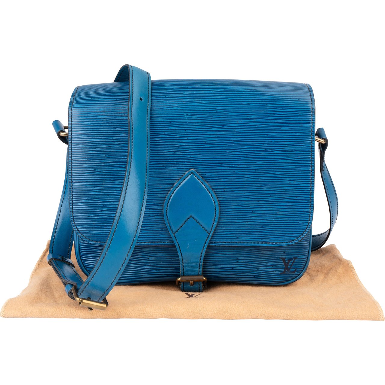 Louis Vuitton Louis Vuitton Blue Epi Leather Cartouchiere MM Crossbody Bag Blauw